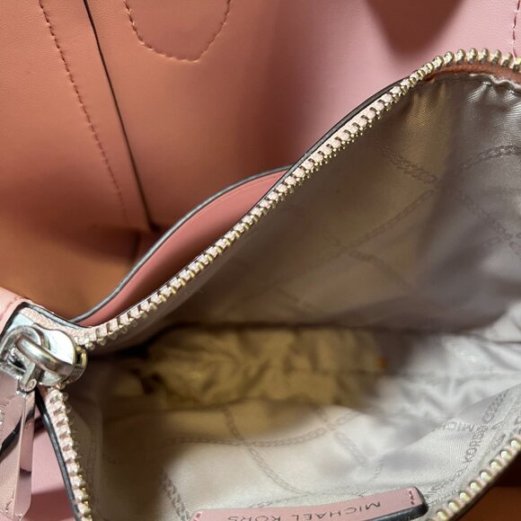 Michael Kors Small Pebbled Leather Dusty Pink Crossbody Tote Bag Purse Messenger - Picture 8 of 15